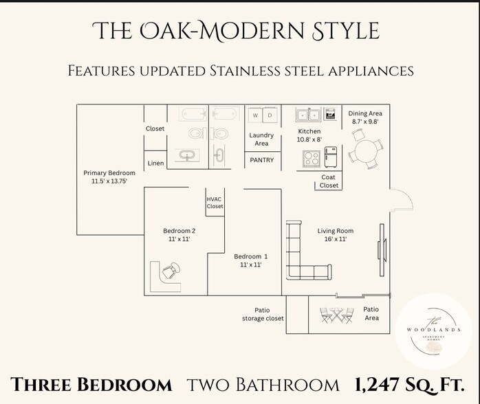 The Oak-Modern Style Rent Increase for this style - The Woodlands Apartment Homes, LLC