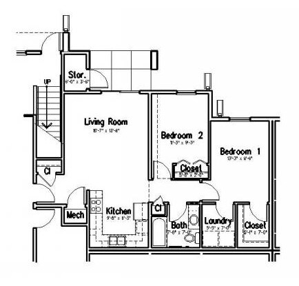 2 Bedroom 1 Bath - Shady Creek