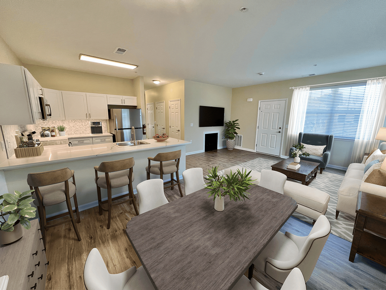 Living Room, Dining Room, & Kitchen - The Residences at Willow Ridge