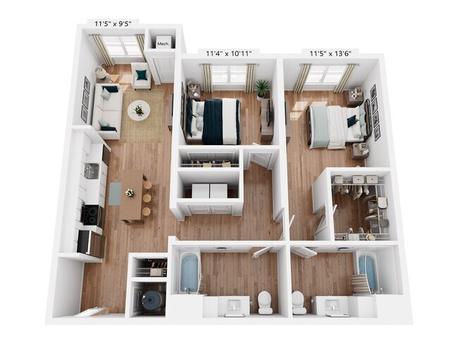 B5H | 2x2 | 1,102 sq ft - The Henry