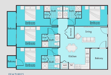 4BR/4BA - Lofts on College