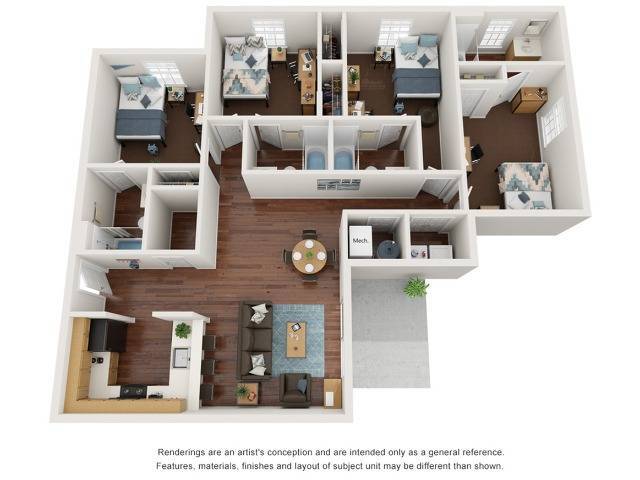 Standard 4 Bedroom - Student Quarters Johnson City | Student Housing
