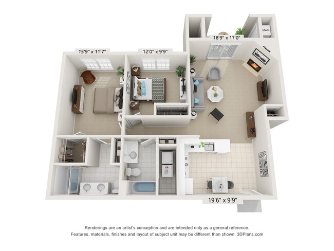 2 Bedroom, 2 Bath 1st floor Interior - Lakeview Park