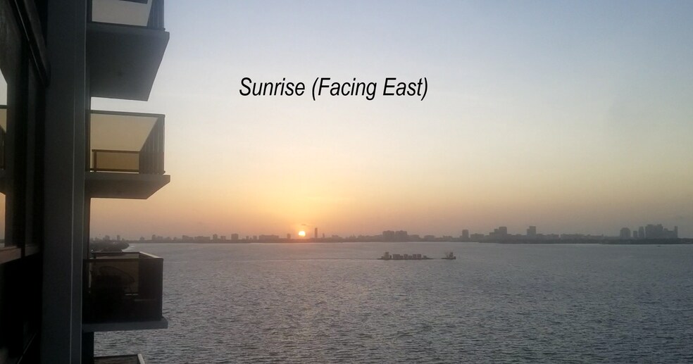 Sunrise across Biscayne Bay and Miami Beach - View from Apt balcony - 600 NE 36th St