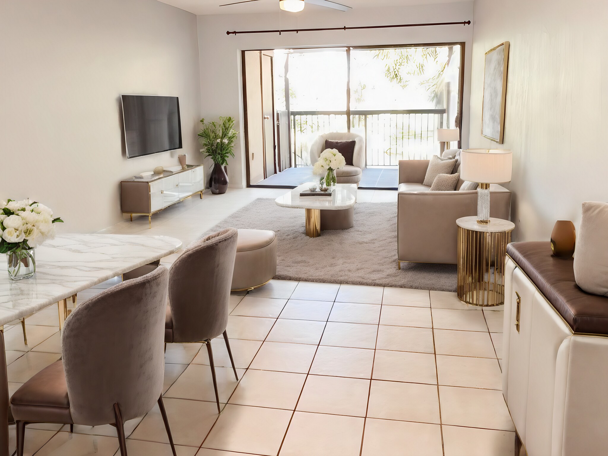 virtually staged open concept area - 880 S Village Dr N
