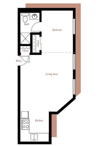 Studio 460 sq. ft. - Oxford Apartments