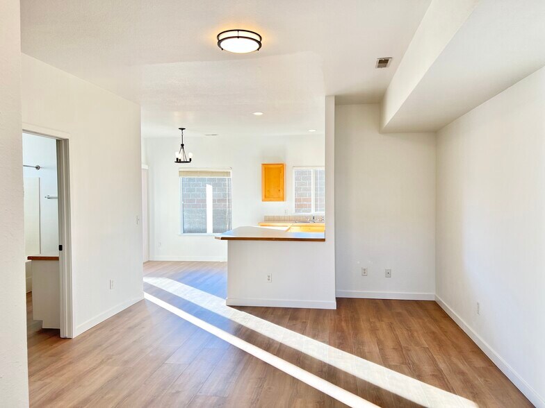 Left to Right (Bathroom Entrance, Dining Area, Kitchen, Living Room (View from Entrance Door) - 139 N Plummer Rd
