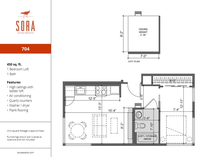 Unit 704 - 450 SQFT - Sora Apartments