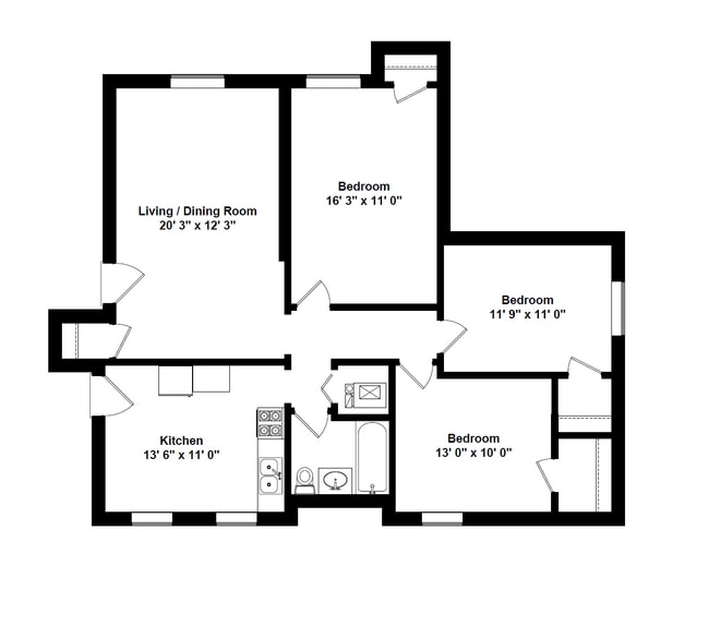 Represents the 1,147 SQFT apartment in the 3418 building - Maynard At Elaine Place