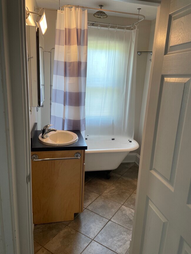 Bath 1 with claw tub and rain-head shower - 735 S Grand Ave