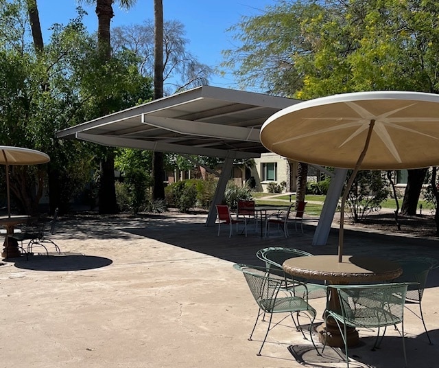 Eastwood Townhomes Large Shaded Patio Common Area adjacent to Gated Swimming Pool - 4444 E Belleview St