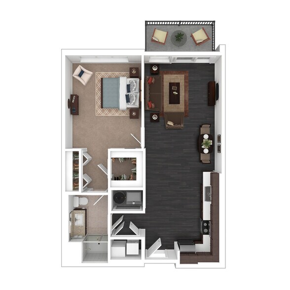 A6 3D Floor plan - Courthouse Square Apartments