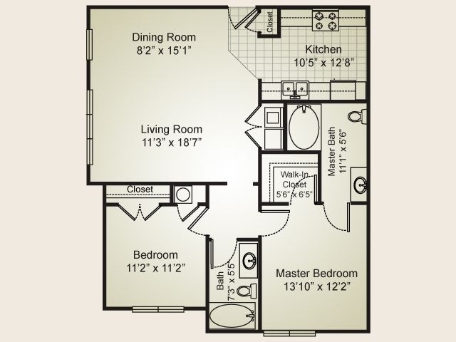 2 Bedroom / 2 Bath / 1065 Sq.Ft. - Alexandria Park Apartment Homes