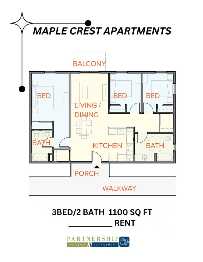 3 bed 2 baths - Maple Crest Apartments