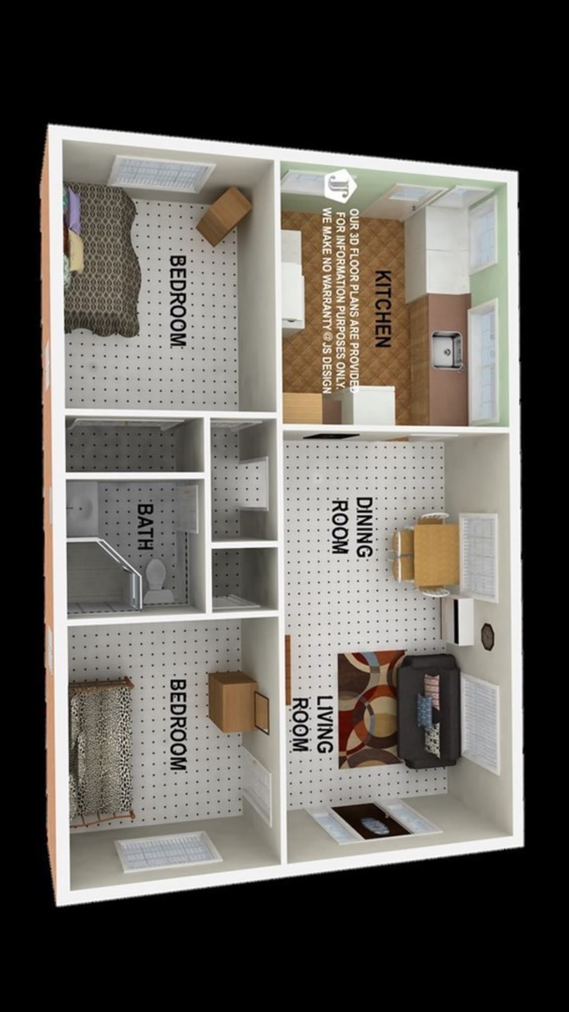 This is a layout from 2017 before we remodeled the home. The bedroom and bathroom layout is the same. However, as you can see from the other kitchen photos, a wall has been removed to create an open concept living room/kitchen. - 2120 Laverna Ave