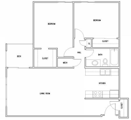 2BR/1BA - Center Oaks Apartments