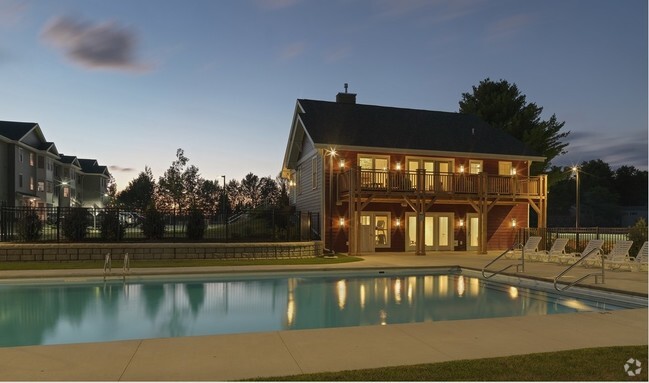 Pool and Clubhouse at Night