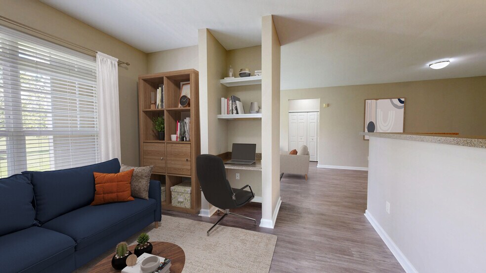 Living Room with Study - Columns on Wetherington Apartments