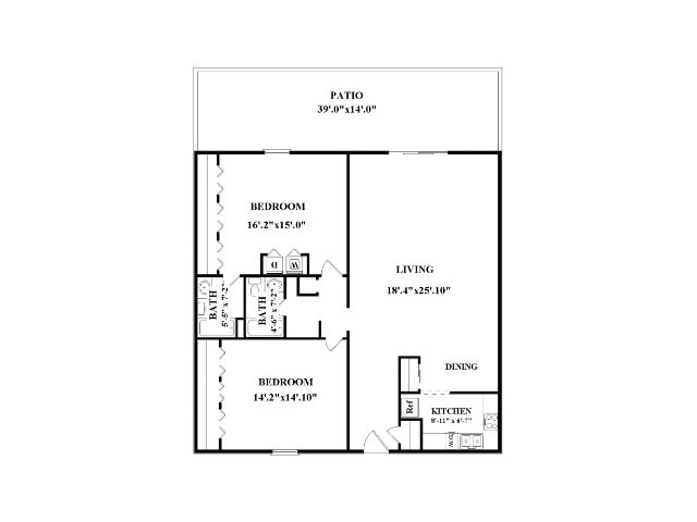 Two bedroom, two bathroom. Not all have washer/dryer connections or patio/balcony. Actual layout might be slightly different than floorplan shown. - The Patrician