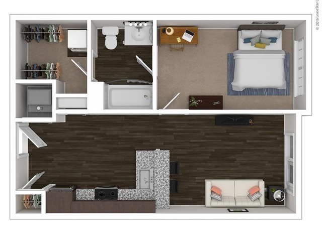 1x1 Floorplan - Overlook at Notre Dame