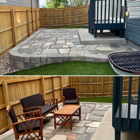 Fenced Side Yard with Turf and Seating - 7718 Sun Shimmer Vw