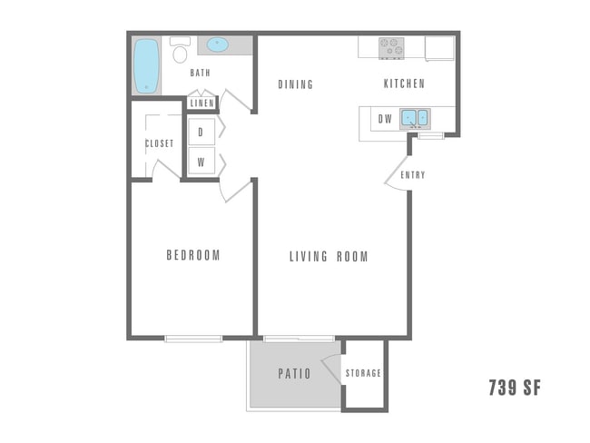 1 Bedroom 1 Bath 739 SF - Wood Ridge Villas