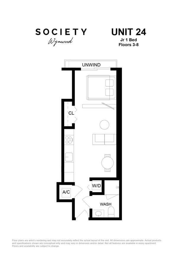 Jr 1 Bed - Unit 24- Fl 3-8 - Society Wynwood