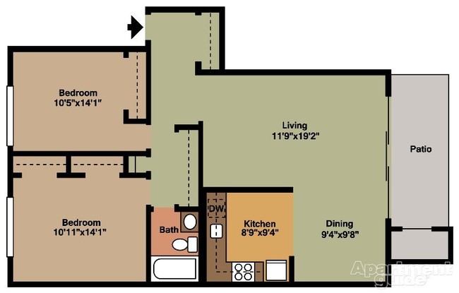 2BR/1BA - Woodholme Manor Apartments