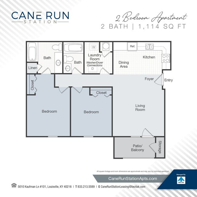 Floor Plan 2 bed - 2 bath - Cane Run Station