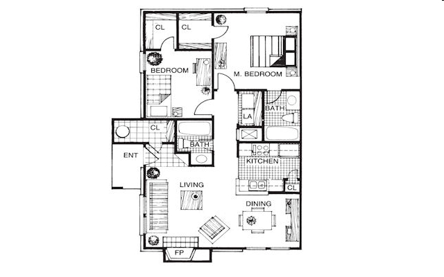 2BR/2BA A Plan - The Farrington Apartments