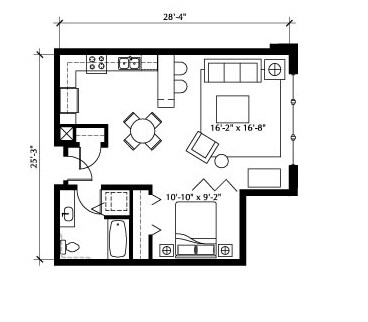1BR/1BA - The Vaux