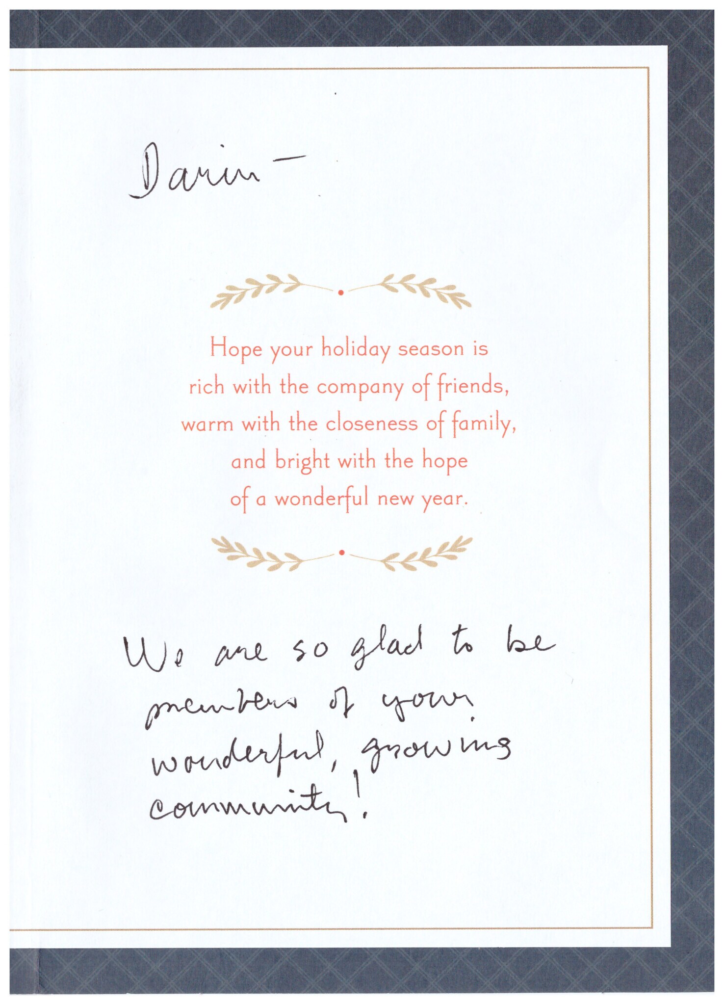 Holiday Card From My New Tenants in a Similar Apt - 225 W Pastorius St