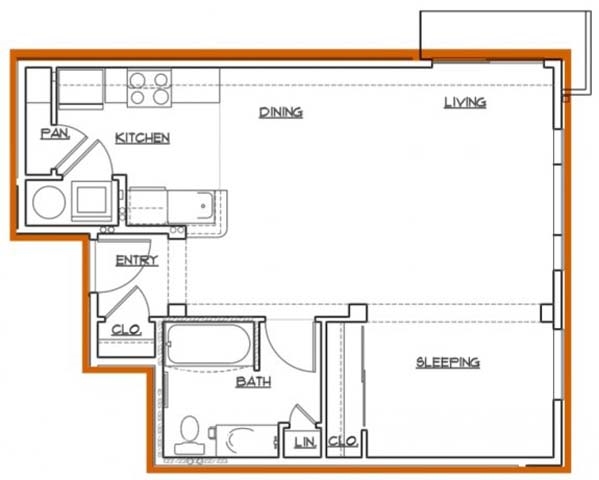 Studio Floor Plan - The Pacifica Apartments