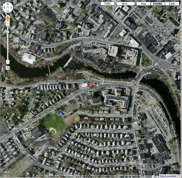 Satelite view (building marked with green arrow) - 50 Watertown St