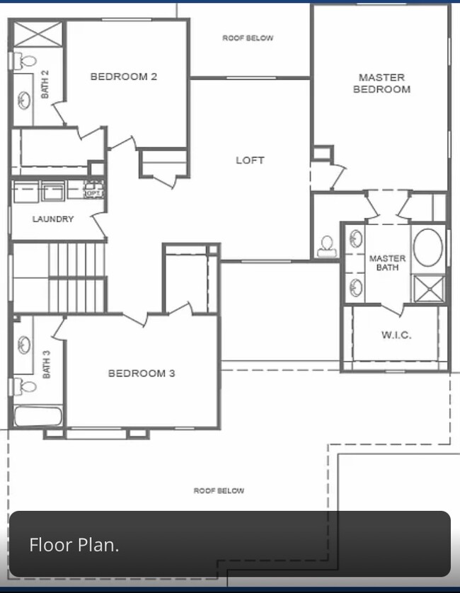 Upstairs Floor plan (Master, Room 1 & 2) - 3100 Cityview Ter