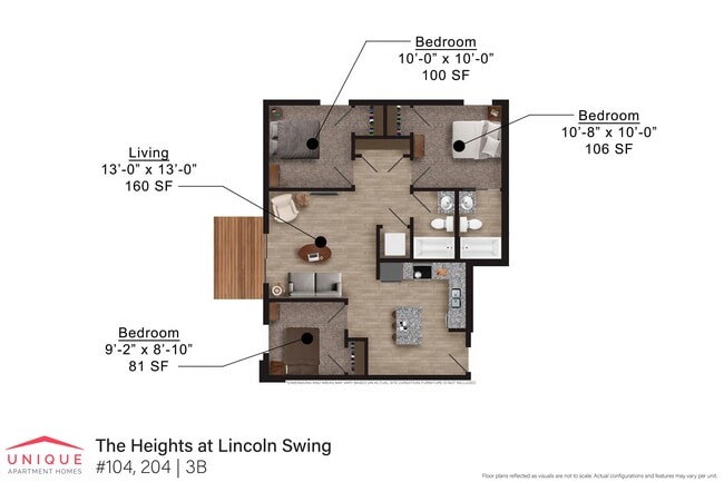 The Heights at Lincoln Swing | 3B Floorplan - The Heights at Lincoln Swing