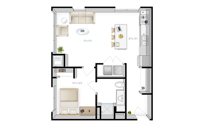 A2-1x1-Floor-Plan-The-Knoll-Dinkytown-Student-Apartments-Minneapolis-MN - The Knoll Dinkytown