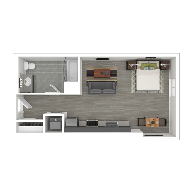 S6 - Staged Studio Floor Plan - 440 SF - Catalina West Adams