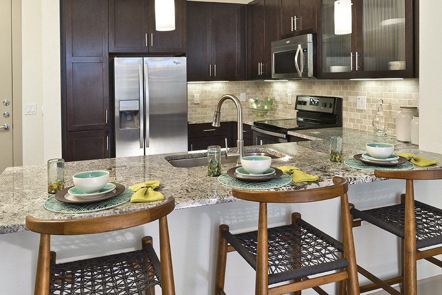 Granite or quartz countertops with designer backsplash - Citrine