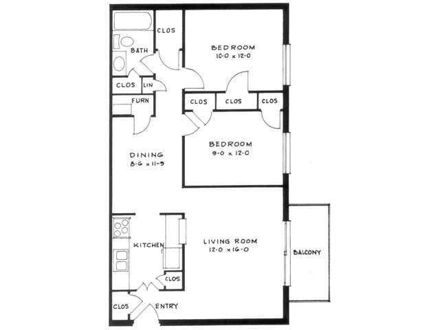 2 bed standard - West Hills Apartments