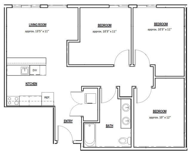 E3 Style E - 3bd/3person (floor plan) - The Elements