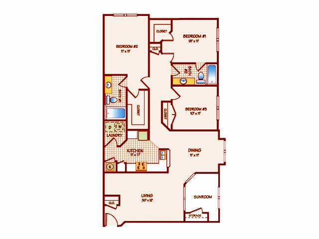 Floorplan - The Lakes at San Marcos Apartments