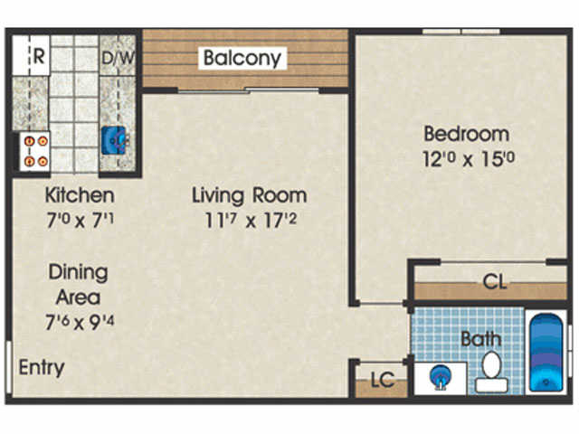1 BR/ 1 BA - Paradise Lane Apartments