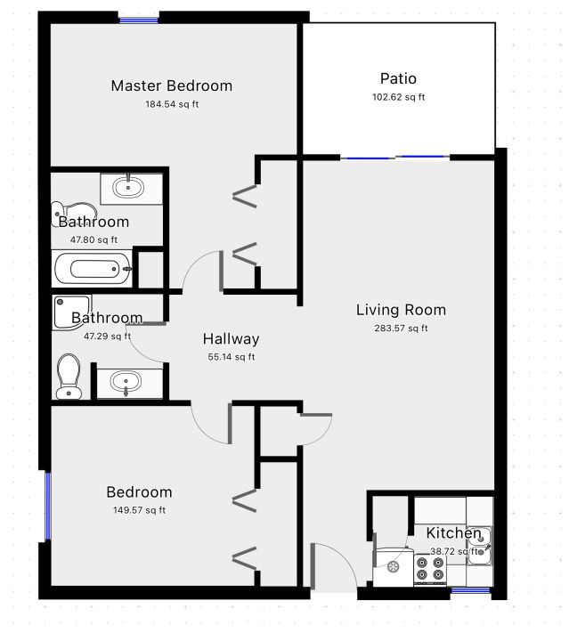 2 Bedroom / 2 Bath - 950sqft - Dallas Sonoma