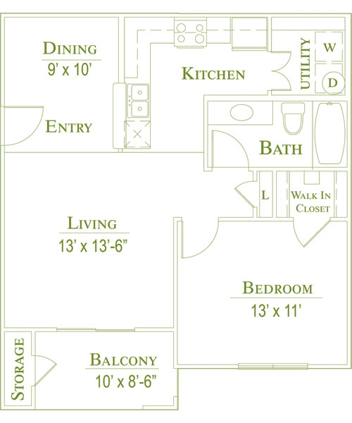 Floor Plan - A1 - Post Oak East Apartments