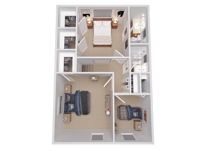 Explore the elegant layout featuring three comfortable bedrooms and stylish amenities. - Greenbriar Commons