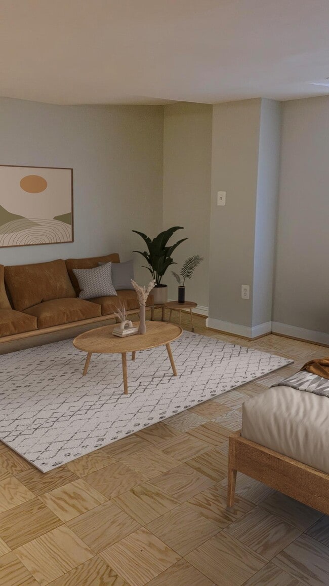 Studio living area (virtually staged) - The Paramount