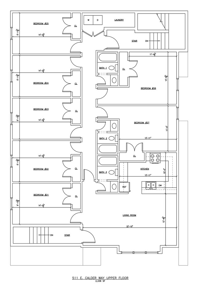 Seven Bedroom Floor Plan (Upper) - 511 Calder