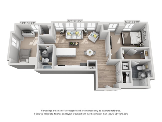 2-Bedroom 2-Bathroom 936 sqft - ICON