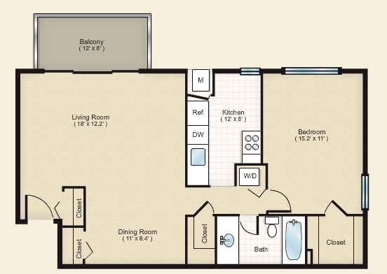 1BR/1BA - Somerset